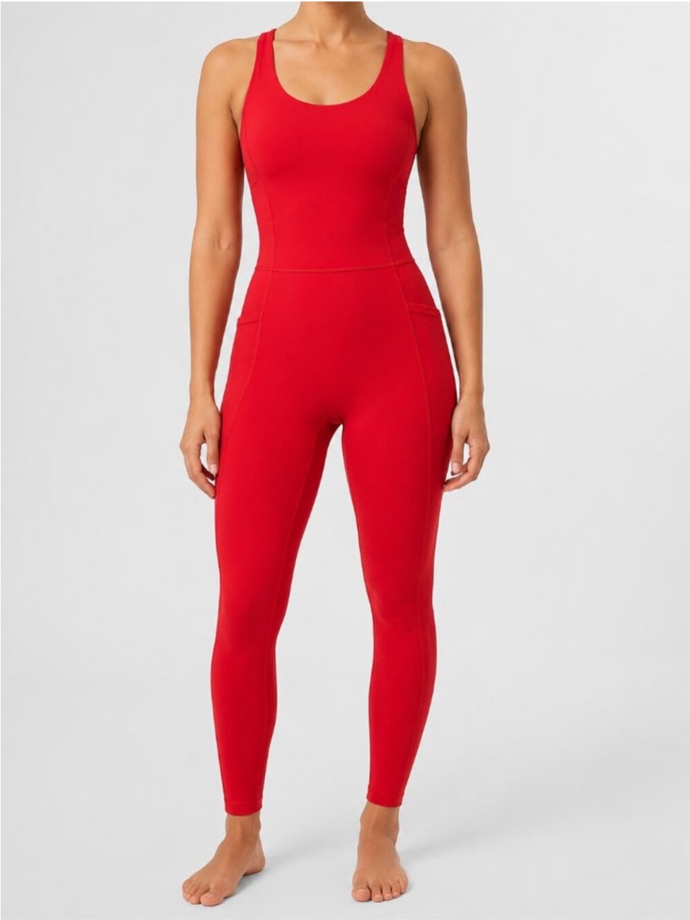 Athleta Red Salutation Bodysuit (M)